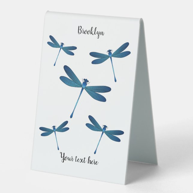 Dragonfly cartoon illustration table tent (Front)