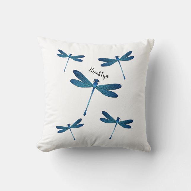 Dragonfly cartoon illustration  throw pillow (Front)