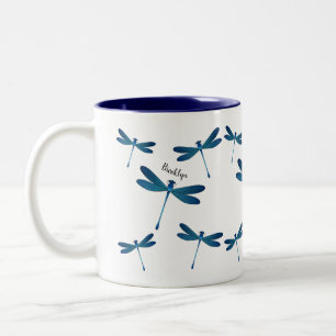 Dragonfly cartoon illustration  Two-Tone coffee mug
