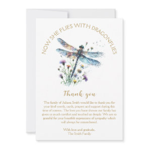 Dragonfly Celebration of Life Thank You Card