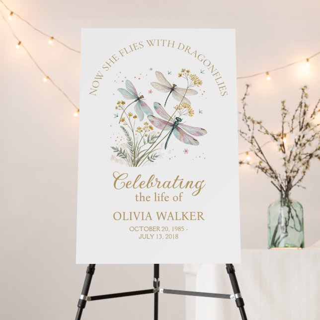 Dragonfly Celebration of Life Welcome Sign (In Situ (Stand))