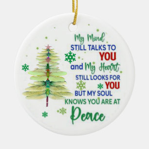 Dragonfly Christmas Ornament, Dragonfly Xmas Tree Ceramic Ornament