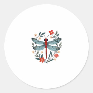 Dragonfly Christmas T-Shirt_1 (1) Classic Round Sticker