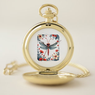 Dragonfly Christmas T-Shirt_1 (2) Pocket Watch