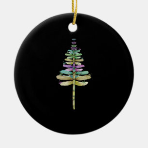 Dragonfly Christmas Tree Ceramic Ornament
