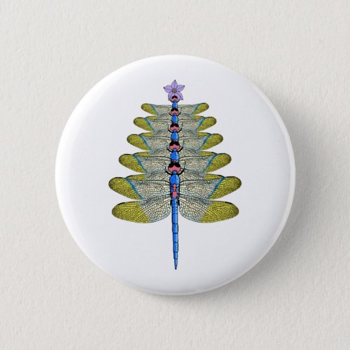 Dragonfly Christmas Tree Christmas insect Lover Button
