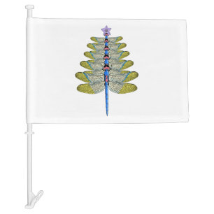 Dragonfly Christmas Tree, Christmas insect Lover Car Flag