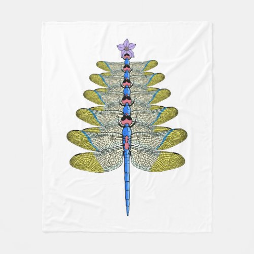 Dragonfly Christmas Tree Christmas insect Lover Fleece Blanket