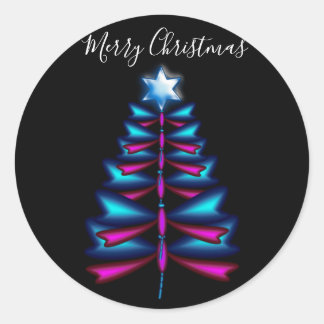 Dragonfly Christmas tree Classic Round Sticker