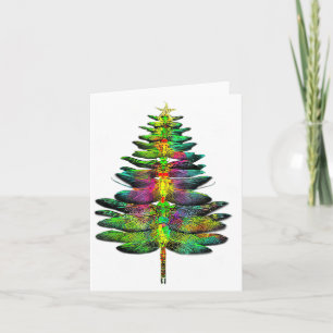 Dragonfly Christmas Tree Dragonfly Xmas  Card