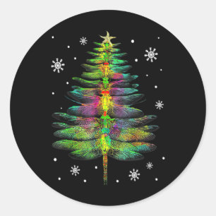 Dragonfly Christmas Tree Dragonfly Xmas T Shirt  Classic Round Sticker