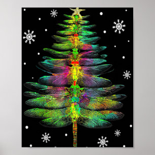 Dragonfly Christmas Tree Dragonfly Xmas T Shirt Poster