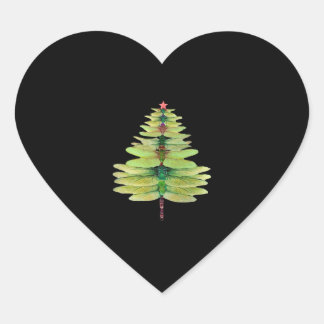 dragonfly christmas tree heart sticker