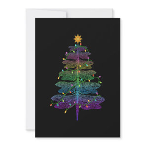 Dragonfly Christmas Tree Light Family Matching Paj Holiday Card