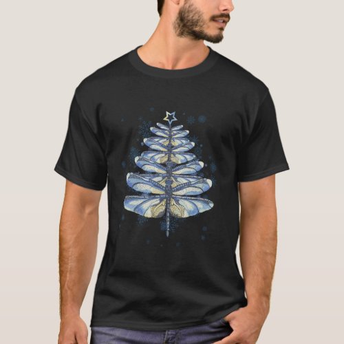 Dragonfly Christmas Tree Merry Xmas Funny Christma T_Shirt
