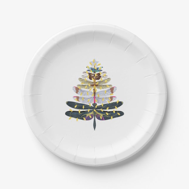 Dragonfly Christmas Tree   Paper Plates (Front)