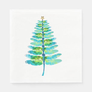 Dragonfly Christmas Tree Print Xmas tree Napkins