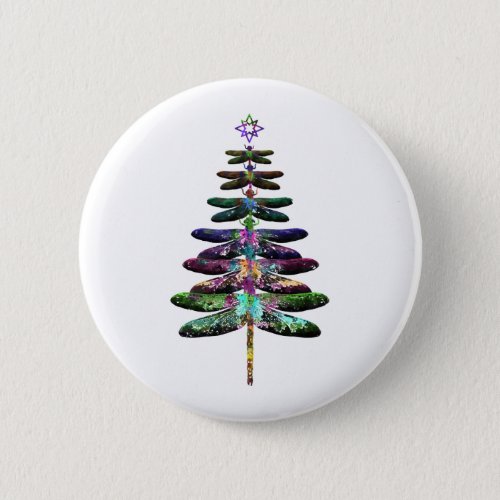 Dragonfly Christmas Tree Shirt Insect Lover Xmas C Button