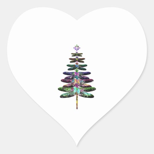 Dragonfly Christmas Tree Shirt Insect Lover Xmas C Heart Sticker