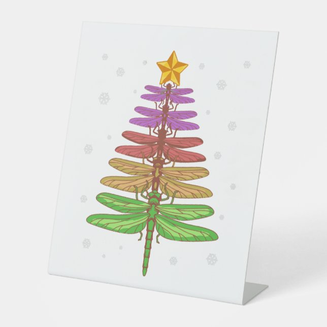 Dragonfly Christmas Tree Shirt Insect Lover Xmas C Pedestal Sign (Front)