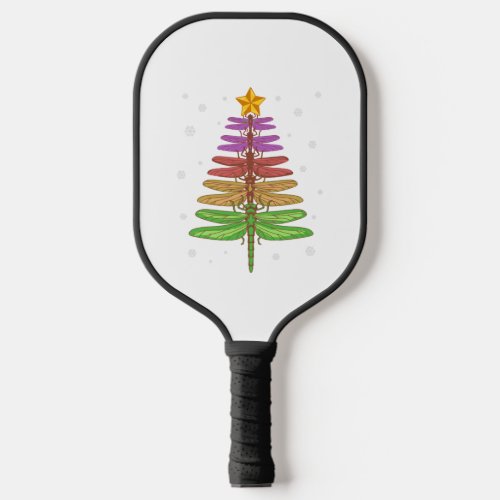Dragonfly Christmas Tree Shirt Insect Lover Xmas C Pickleball Paddle