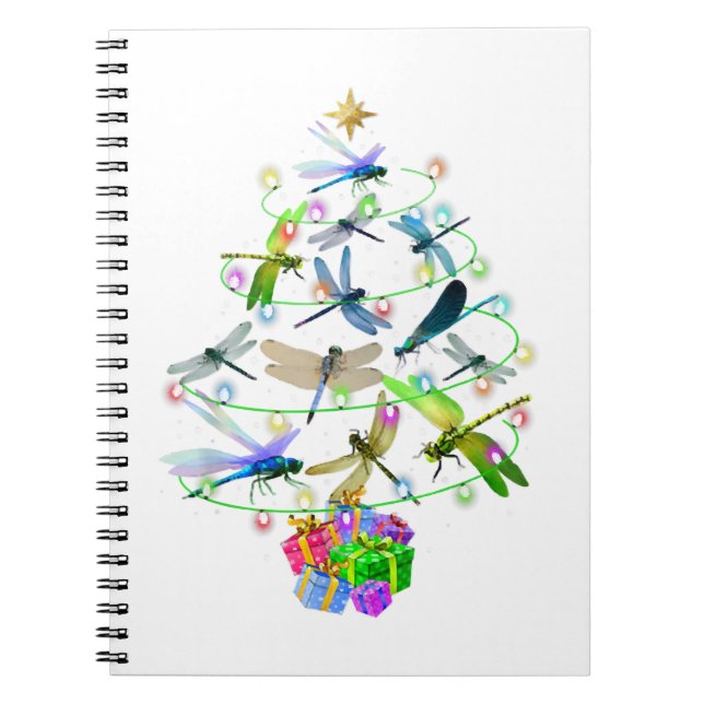Dragonfly Christmas Tree Vintage Insects Lovers Notebook (Front)