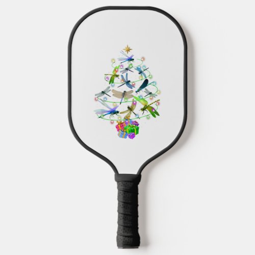 Dragonfly Christmas Tree Vintage Insects Lovers Pickleball Paddle