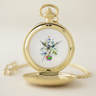 Dragonfly Christmas Tree Vintage Insects Lovers Pocket Watch