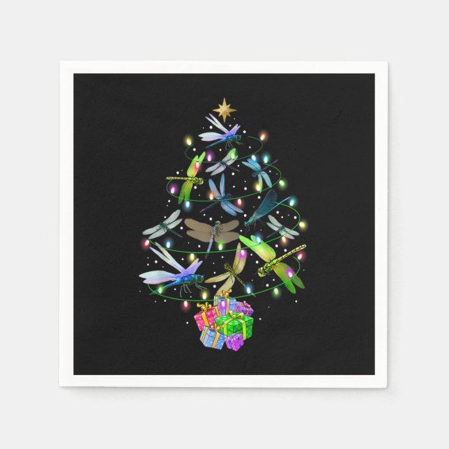 Dragonfly Christmas Tree Vintage Insects Lovers Xm Napkins (Front)