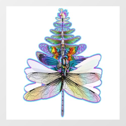 Dragonfly Christmas tree           Wall Decal