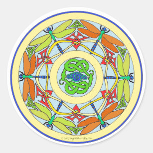 dragonfly circle classic round sticker