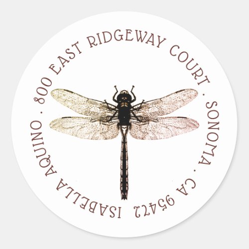 Dragonfly Circle Type Return Address Label