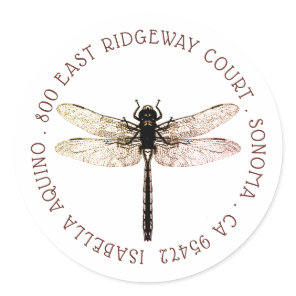 Dragonfly Circle Type Return Address Label