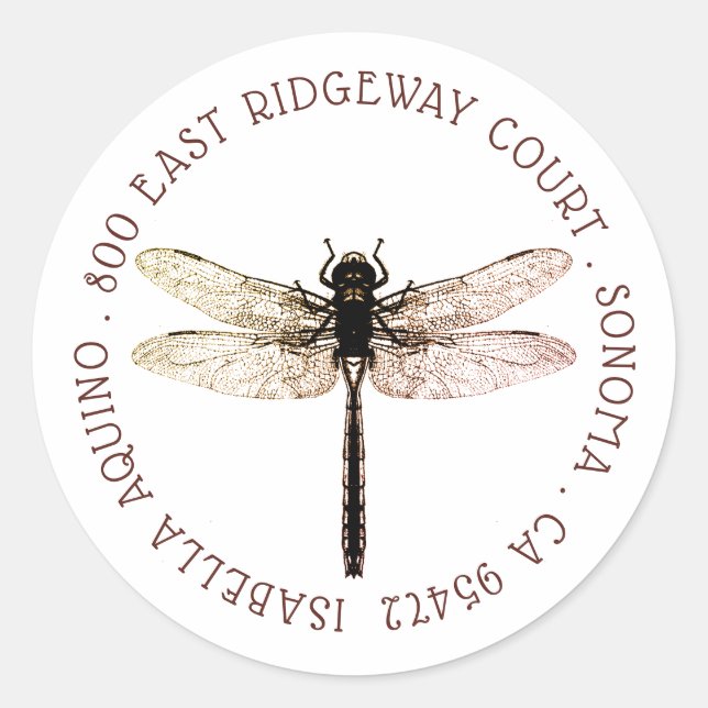 Dragonfly Circle Type Return Address Label (Front)