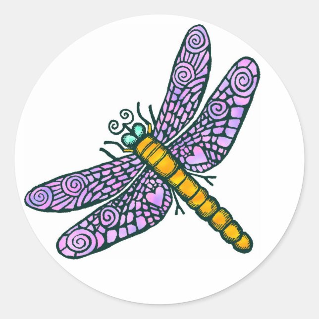 Dragonfly Classic Round Sticker (Front)