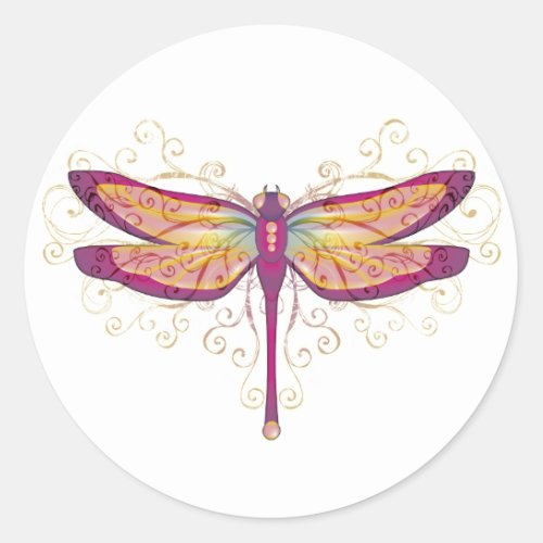 Dragonfly Classic Round Sticker