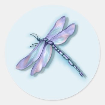 Dragonfly Classic Round Sticker by Spice at Zazzle