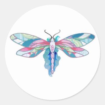 Dragonfly Classic Round Sticker by sharpcreations at Zazzle
