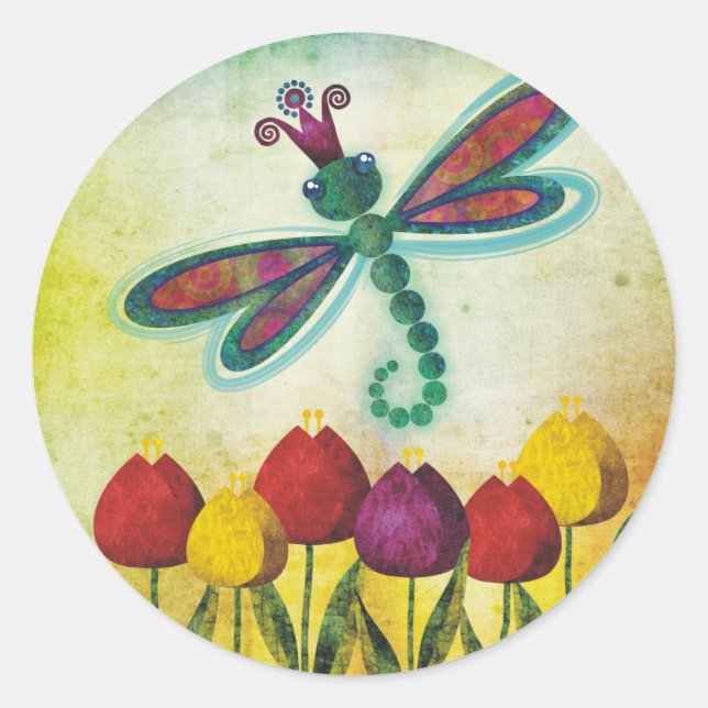 dragonfly classic round sticker (Front)