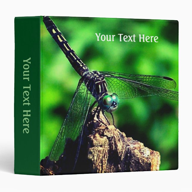Dragonfly Close Up Nature Personalized 3 Ring Binder (Front/Spine)
