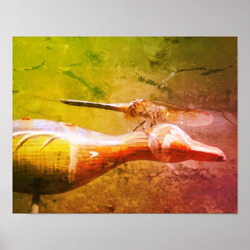 Dragonfly Co Pilot Insect Abstract Grunge Poster
