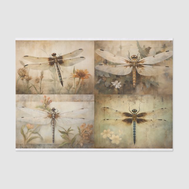 Dragonfly Collage 1 Decoupage Paper (Front)