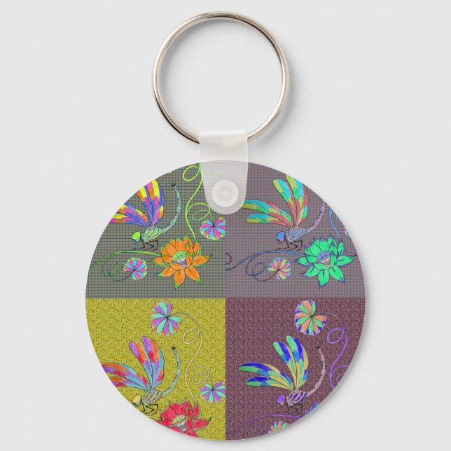 Dragonfly Collage Keychain (Front)