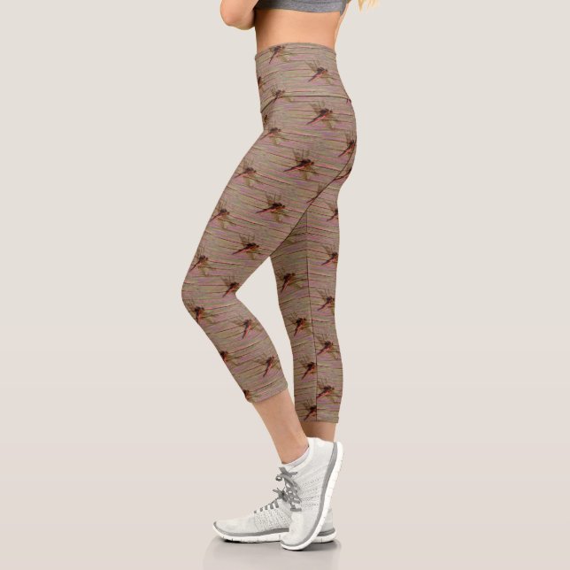 Dragonfly Colorful  Capri Leggings (Left)