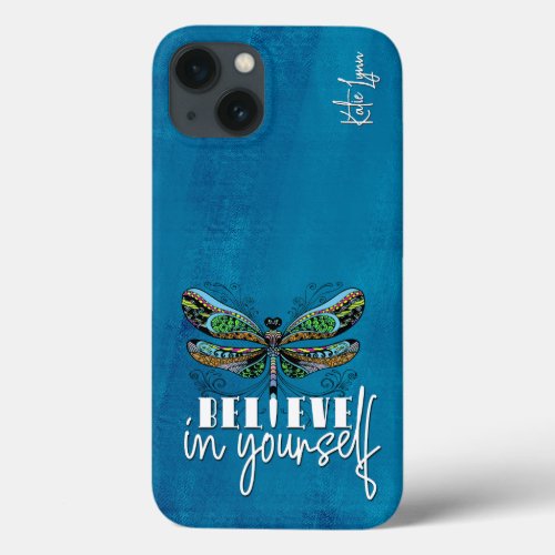 Dragonfly Colorful Encouraging Words Blue iPhone 13 Case