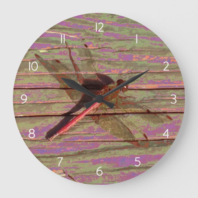 Dragonfly Colorful Large Clock (Front)