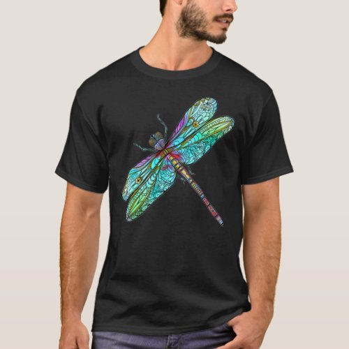 Dragonfly Contour With Ornate Wings T_Shirt
