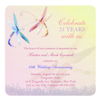 Dragonfly Couple 25th Wedding Anniversary Card