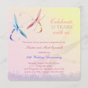 Dragonfly Couple 25th Wedding Anniversary Invitation