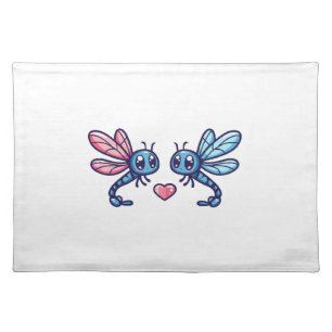 Dragonfly couple in love animal Valentine's Day Cloth Placemat